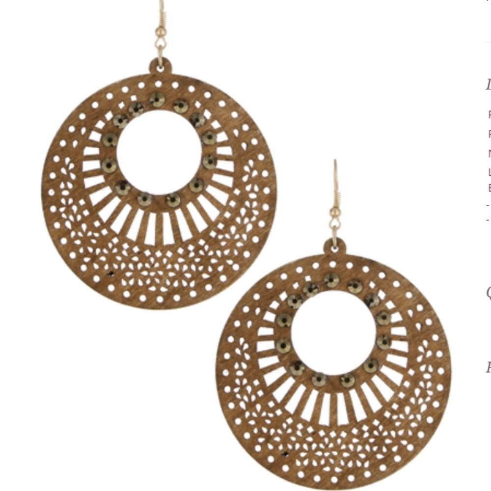 Brown Moroccan Wood Round Earrings